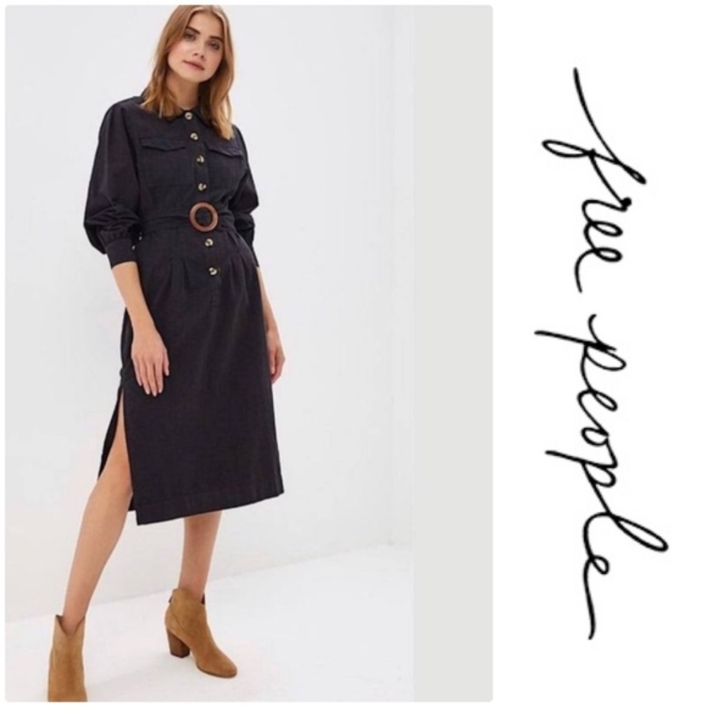 Free People Audrey Midi Shirt Dress